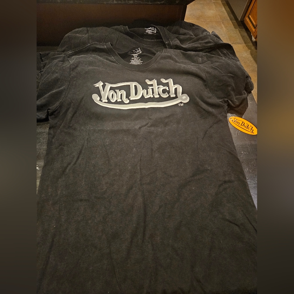 Von Dutch Black T‑Shirt with White Logo